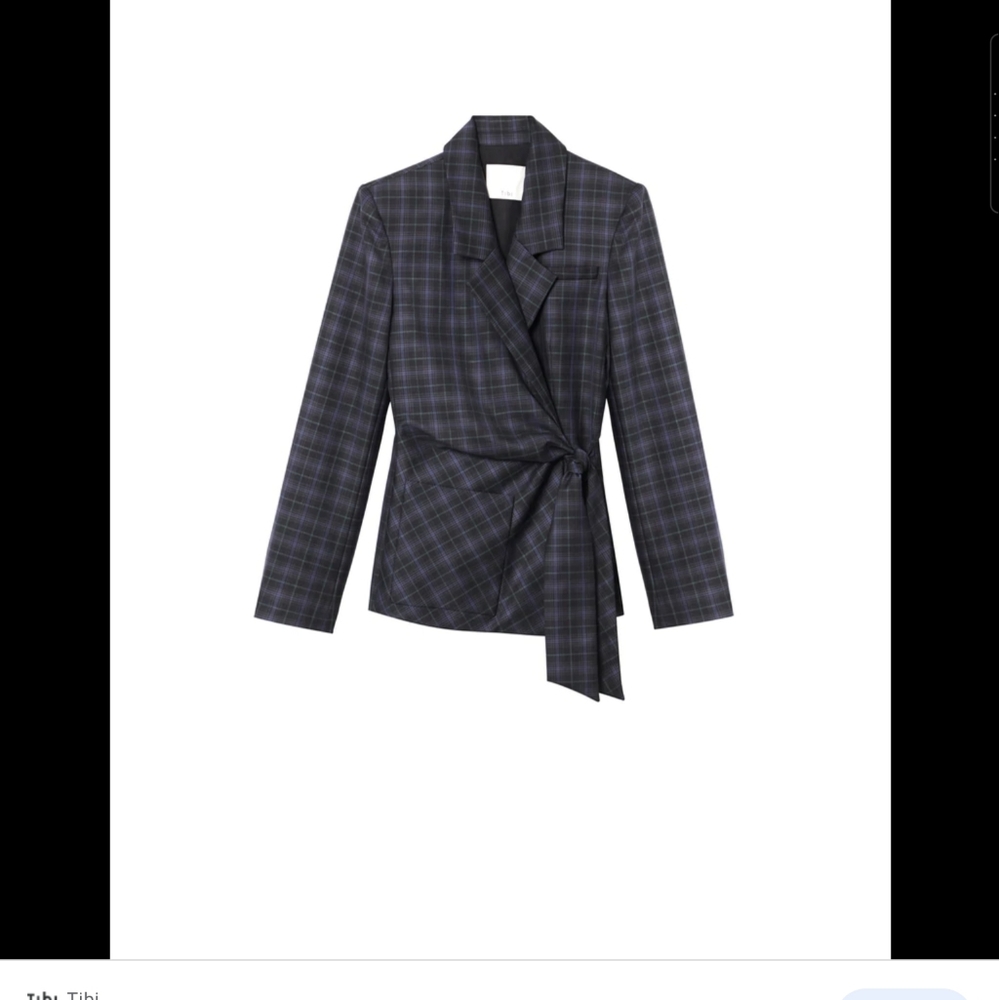 Tibi Plaid Blazer in Navy and Black